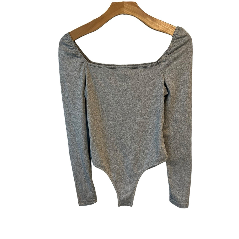 SHEIN Long Sleeve Bodysuit Women's Small Gray Stretch